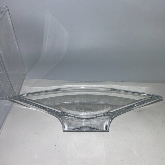 Nambe Crystal Planar Bowl 7"X13" Large Modernist Arched Centerpiece Elegant Vase - Picture 7 of 16